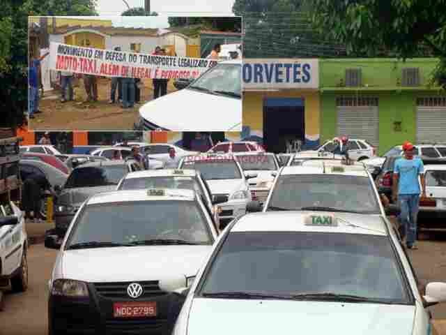 Clima tenso em protestos de taxistas e mototaxistas nesta quarta em Porto Velho