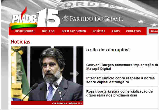 Hackers invadem site do PMDB Nacional e chamam legenda de corrupta; Raupp aparece como destaque principal