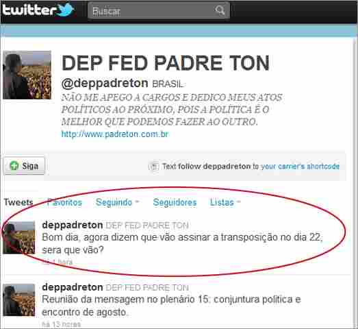 DEPUTADO DO PT TAMBÉM DUVIDA DA ASSINATURA DO DECRETO DE TRANSPOSIÇÃO DIA 22