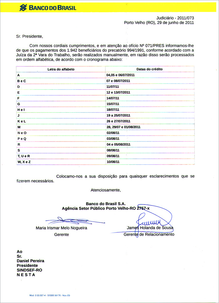 BB divulga calendário de pagamento do precatório da Funasa