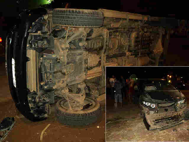 Camionete capota após invadir preferencial na Capital