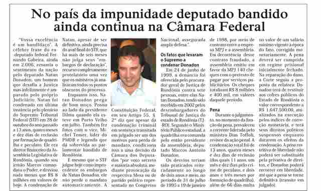 No país da impunidade deputado bandido ainda continua na Câmara Federal