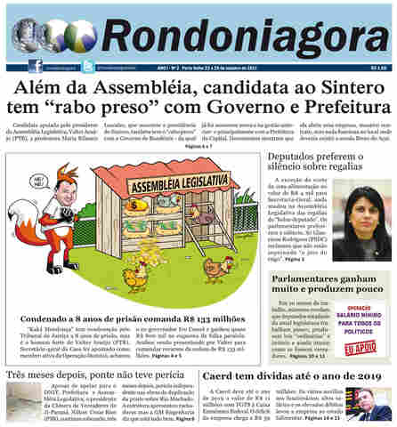 EDIÇÃO IMPRESSA DO RONDONIAGORA DESTACA SINTERO E ASSEMBLÉIA