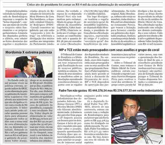 MORDOMIAS NA ASSEMBLÉIA: DEPUTADOS PREFEREM SILÊNCIO