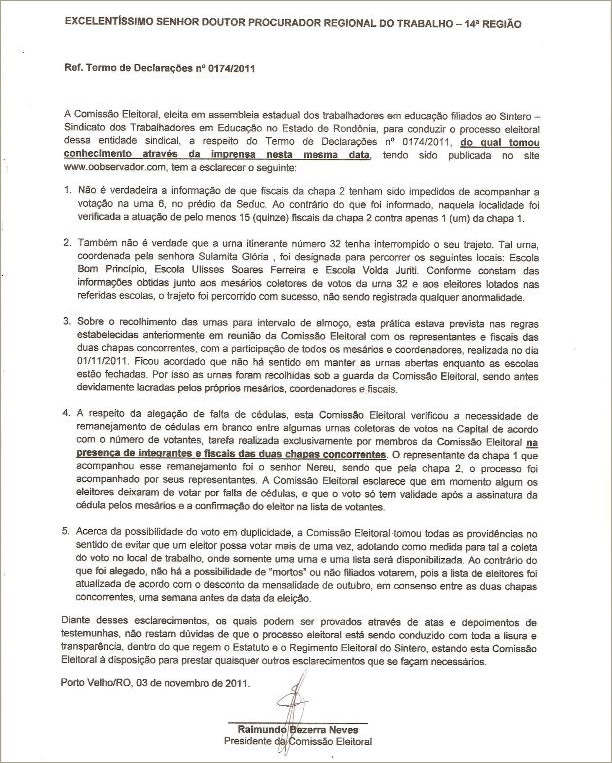 Comissão Eleitoral desmente supostas irregularidades alegadas pela chapa 2