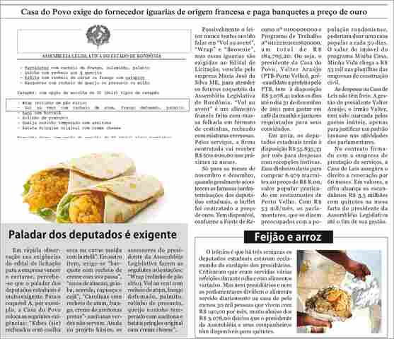 ASSEMBLÉIA MANDA COMPRAR IGUARIA FRANCESA PARA ATENDER PALADAR DOS DEPUTADOS