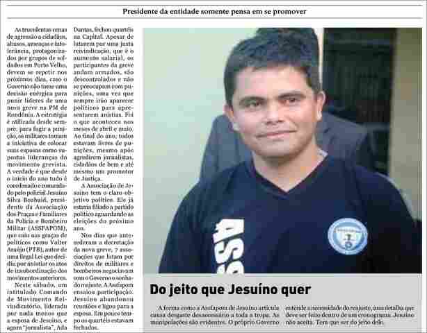 Pensando na política, presidente da Assfapom inicia novo movimento grevista na PM
