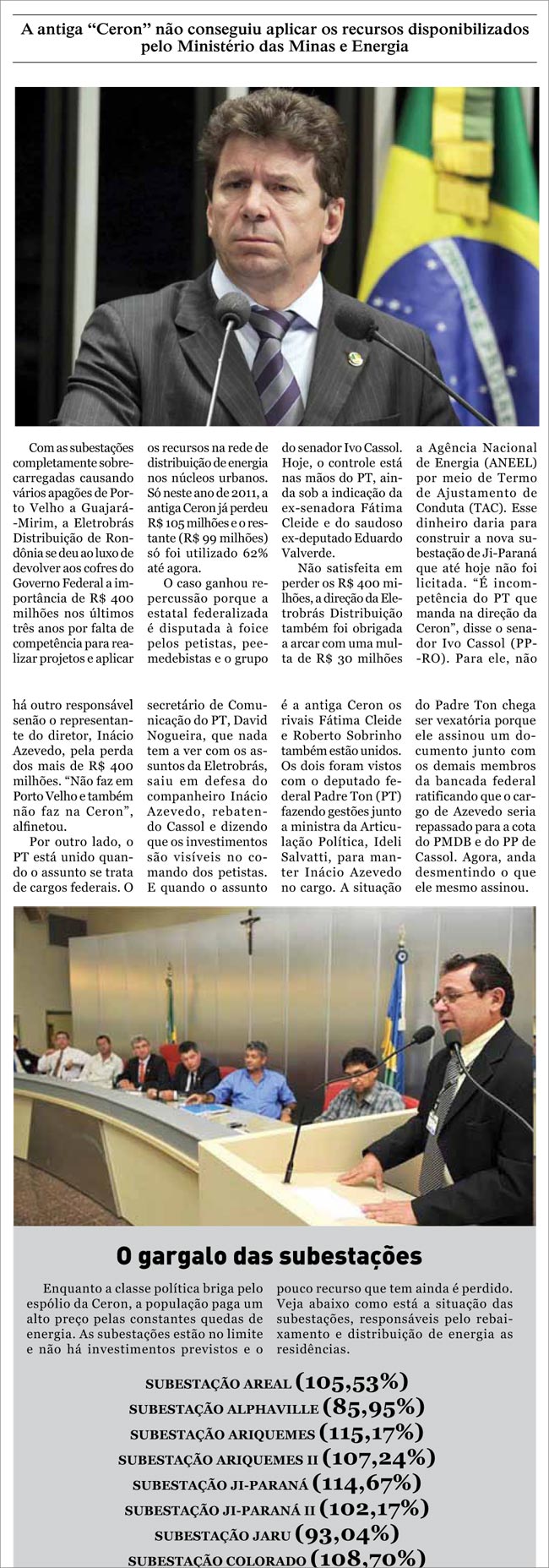 Rondônia perde R$ 400 milhões por incompetência da Eletrobrás