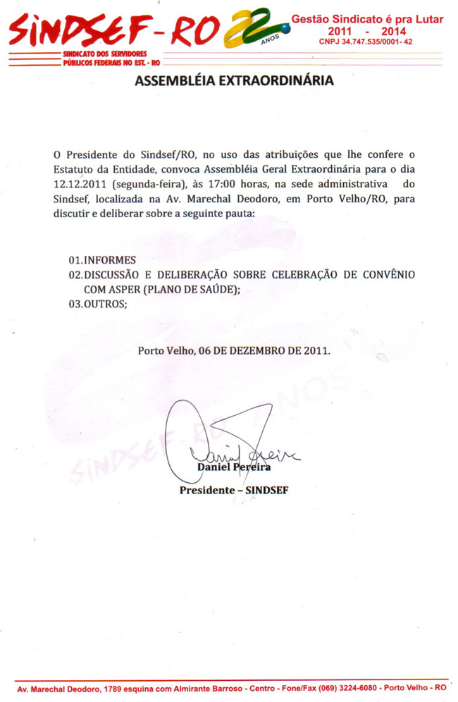 Convocação Sindsef