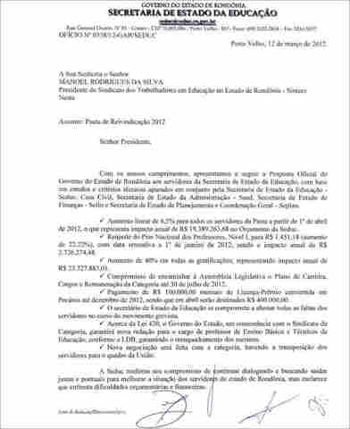 Governo apresenta nova proposta ao Sintero; Categoria decide nesta tarde