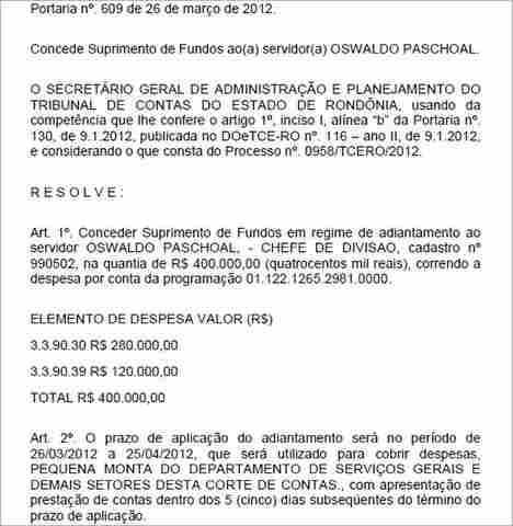 SERVIDOR DO TRIBUNAL DE CONTAS RECEBE R$ 400 MIL COMO SUPRIMENTO DE FUNDOS