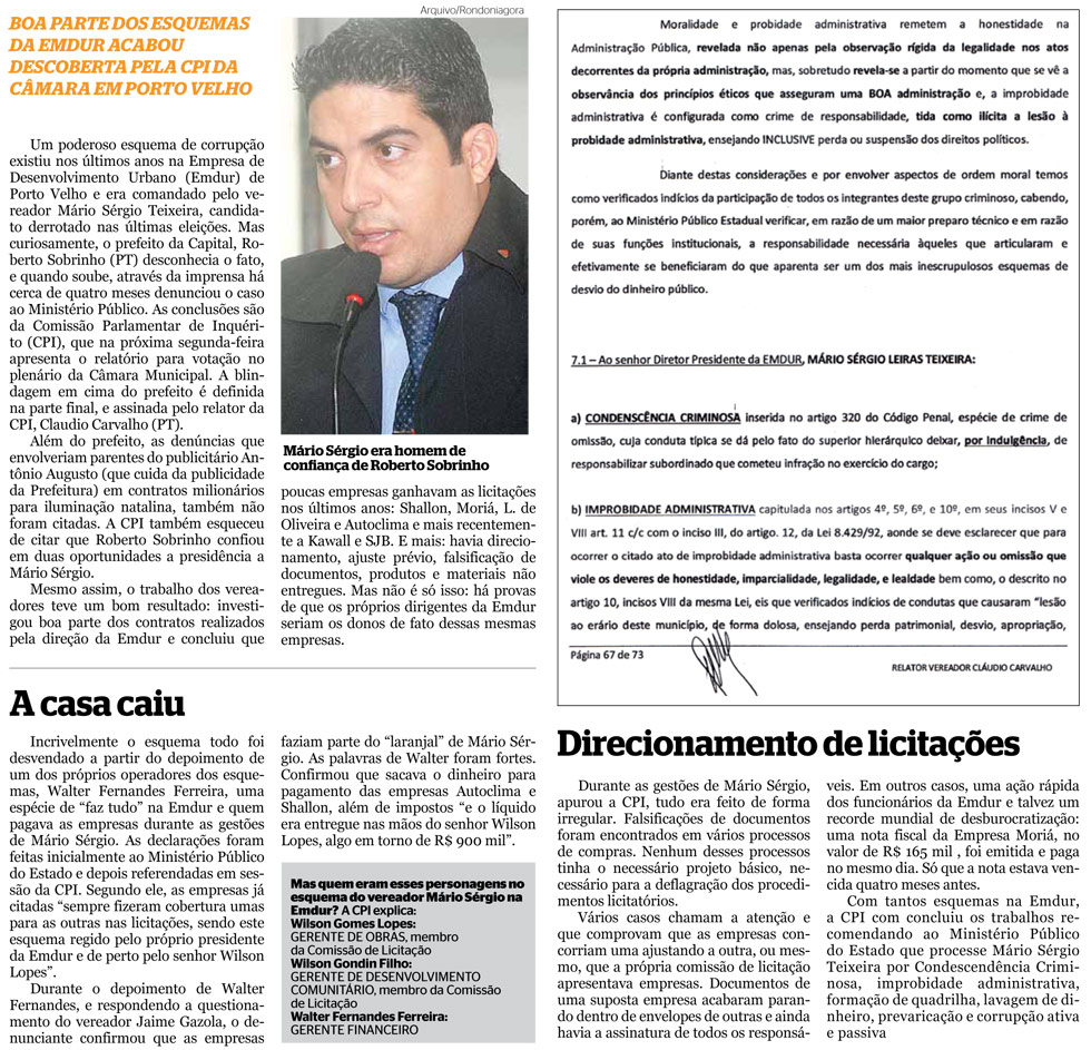CPI APONTA MÁRIO SÉRGIO COMO LÍDER DE QUADRILHA