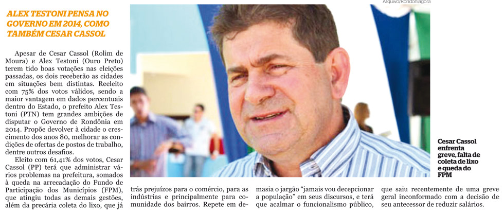 Novos prefeitos: Rolim e Ouro Preto terão dois campeões de votos