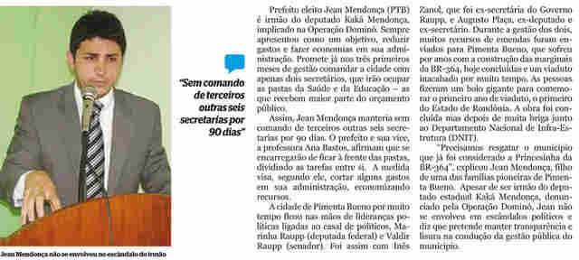 Novos prefeitos: Jean Mendonça nomeará somente dois secretários em Pimenta Bueno