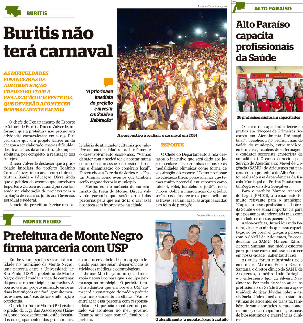 Vale do Jamari: Confira notícias de Buritis, Alto Paraíso e Montenegro