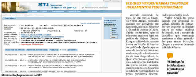 VALTER ARAÚJO PEDE PRESSA AO STJ