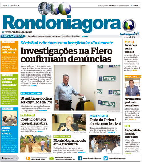 CONFIRA A ÍNTEGRA DA VERSÃO SEMANAL IMPRESSA DO RONDONIAGORA
