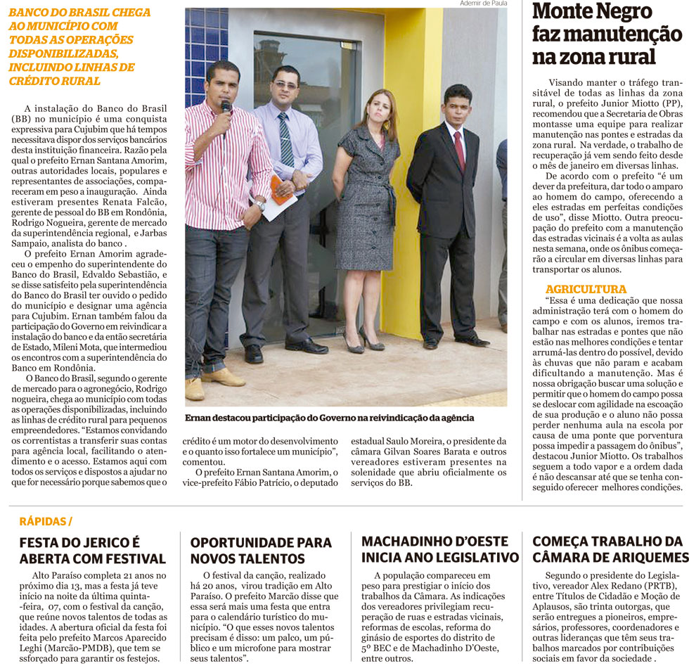 Cujubim ganha agência bancária