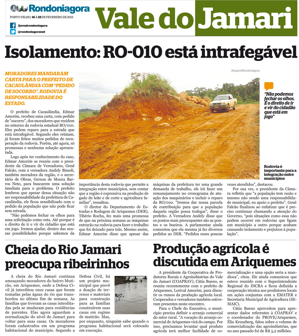 Vale do Jamari: Isolamento da RO-010