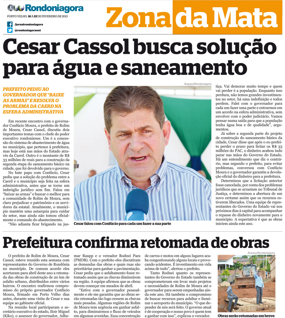 Zona da Mata: Prefeito defende acordo sobre fornecimento de água