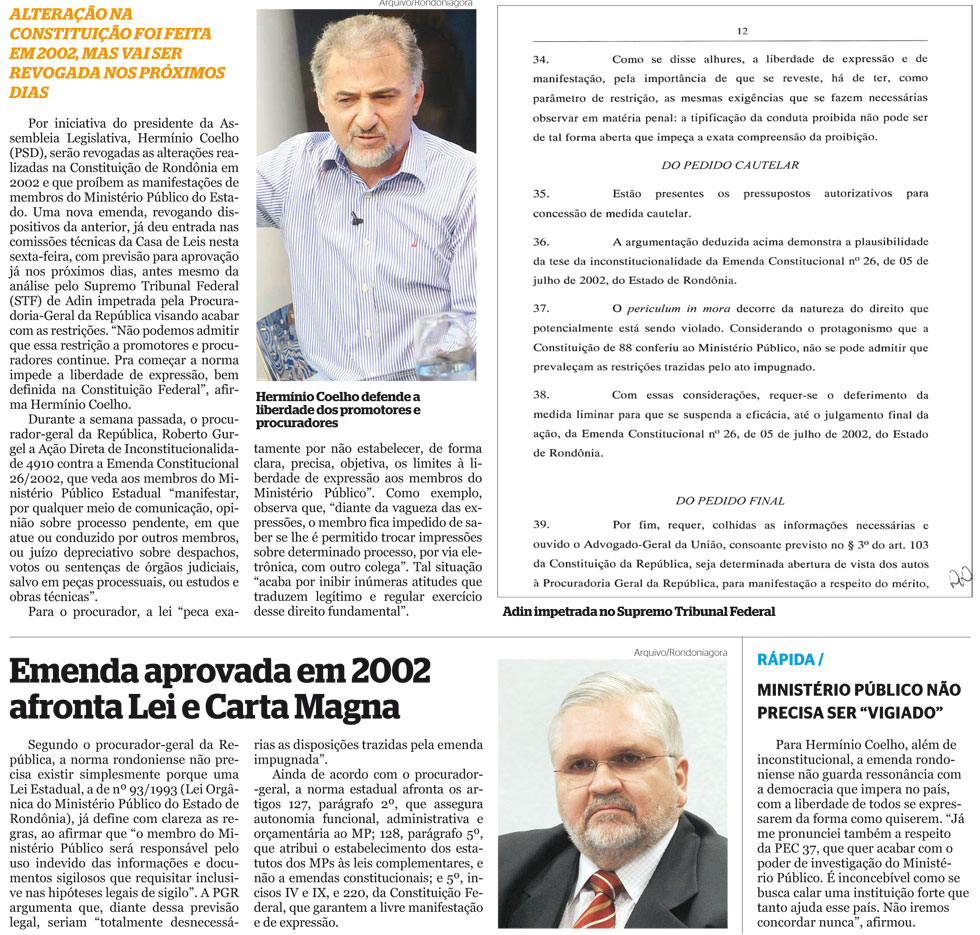 MINISTÉRIO PÚBLICO: EMENDA VAI ACABAR COM A LEI DA MORDAÇA EM RONDÔNIA
