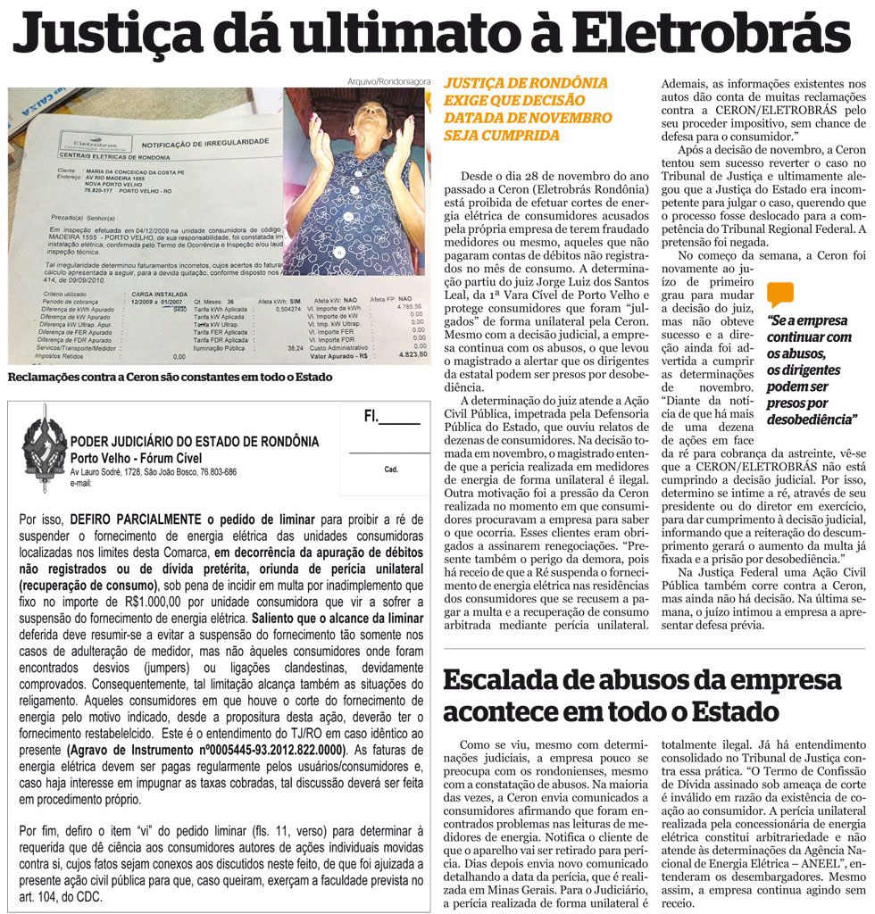DIRETORES DA CERON PODERÃO SER PRESOS