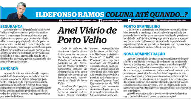 O projeto do Anel Viário de Porto Velho