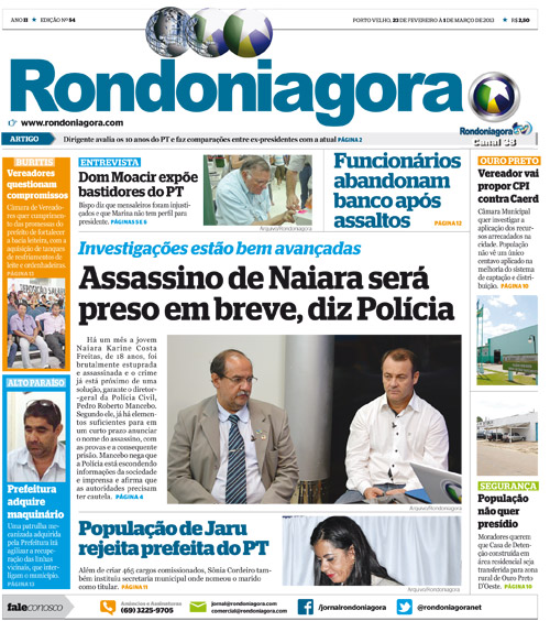 CONFIRA A ÍNTEGRA DA VERSÃO SEMANAL IMPRESSA DO RONDONIAGORA