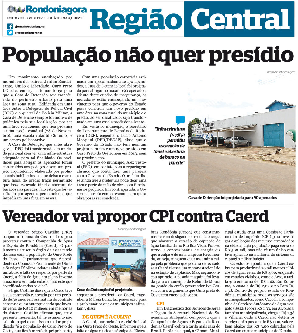 Ouro Preto: População se mobiliza contra Presídio