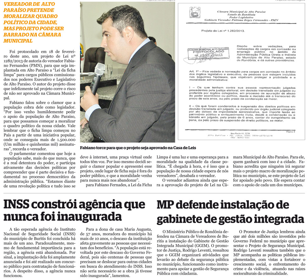 Lugar de Ficha Suja é fora do poder