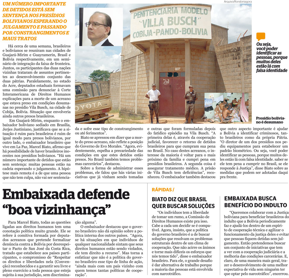BRASIL PODE TER INOCENTES PRESOS NA BOLÍVIA
