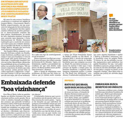 BRASIL PODE TER INOCENTES PRESOS NA BOLÍVIA