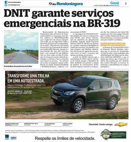 DNIT garante serviços emergenciais na BR-319