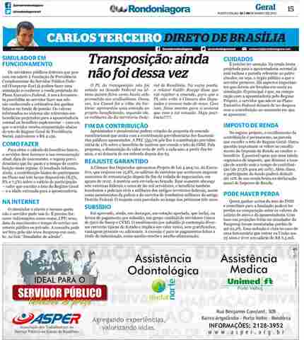 Coluna do Carlos Terceiro; Transposição: ainda não foi dessa vez