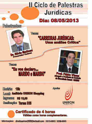 Acadêmicos da UNIRON promovem II Ciclo de Palestras Jurídicas