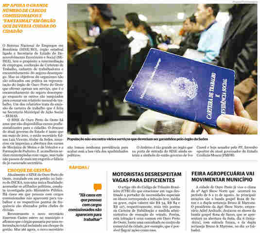 SINE de Ouro Preto vira cabide de emprego e sofre investigação