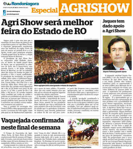 Especial AgriShow, em agosto em Ouro Preto do Oeste