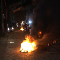 Manifestantes e PM entraram em conflito em obras do viaduto
