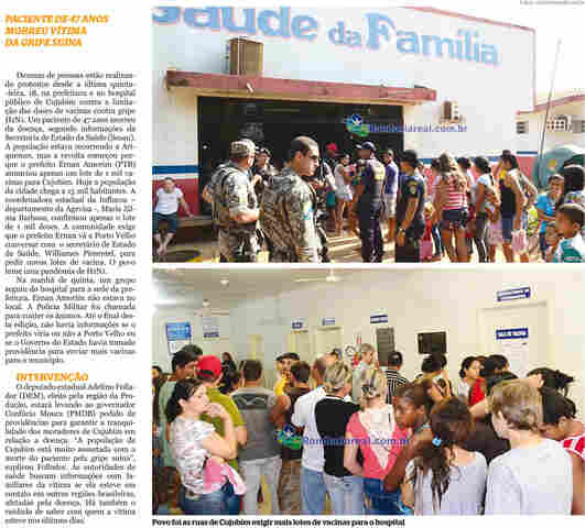 Assustada com morte de paciente, vítima de H1N1, povo vai às ruas