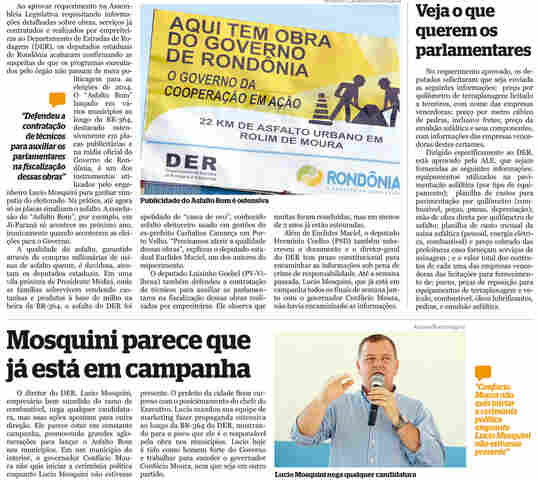 DEPUTADOS DESCONFIAM DE OBRAS ELEITOREIRAS &#69;XECUTADAS PELO DER