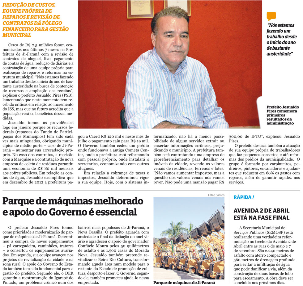 Ji-Paraná economiza R$ 2,5 milhões