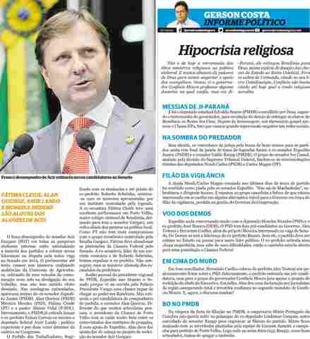 FRACO DESEMPENHO DE ACIR GURGACZ ESTIMULA NOMES NO PMDB, PT E PSDB