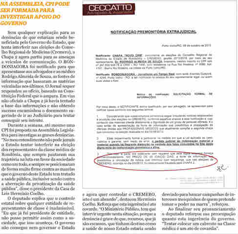 Chapa 2 ameaça jornal por fonte