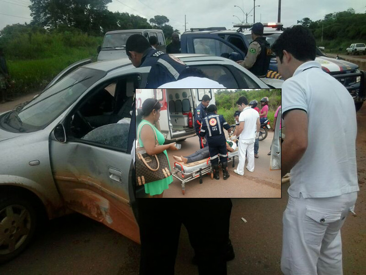 Mulher presa às ferragens em acidente na Capital