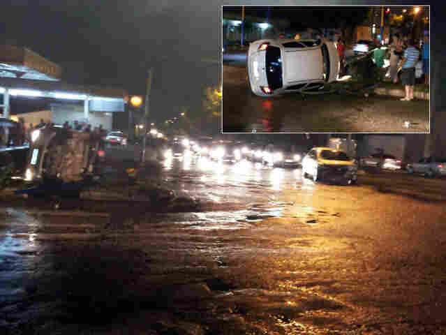 Duas pessoas ficam feridas após acidente com capotamento