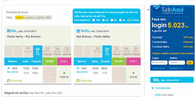 COM BR FECHADA, COMPANHIAS AÉREAS REAJUSTAM EM ATÉ 1000% PREÇO DA PASSAGEM ENTRE PORTO VELHO E RIO BRANCO