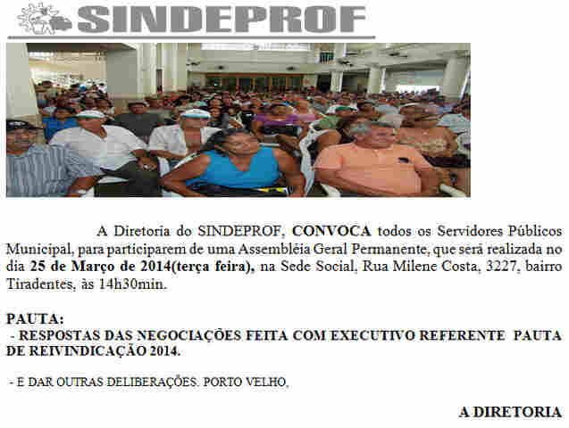 Assembleia Geral Permanente - Sindeprof