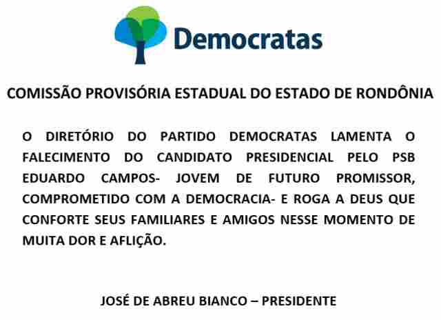 DEM EMITE NOTA DE PESAR