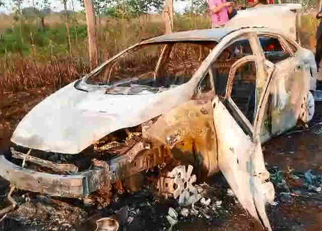 Vídeo: Corpo carbonizado encontrado em carro incendiado ainda não foi identificado