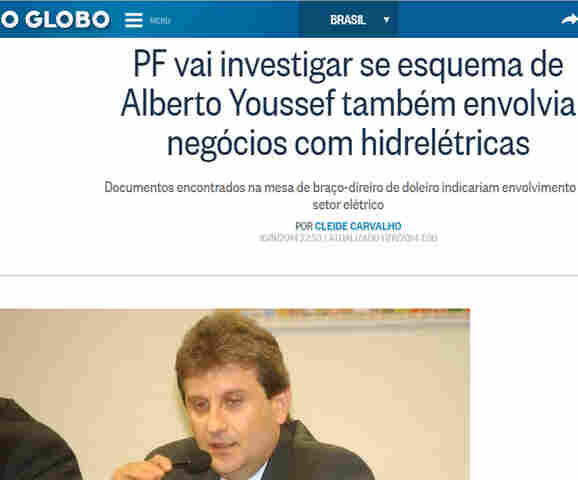 JORNAL &#34;O GLOBO&#34;: PF INVESTIGA ELO DO ESQUEMA DA LAVA-JATO COM CONSTRUÇÃO DE JIRAU